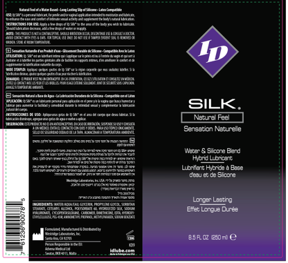 ID Silk Silicone and Water Blend Lubricant 8.5 Oz - Water-Based and Silicone Blend