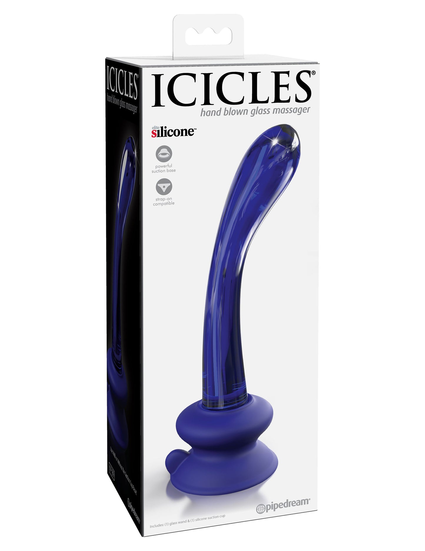 Pipedream Icicles No. 89 G-Spot Glass Wand with Silicone Suction Cup - Blue
