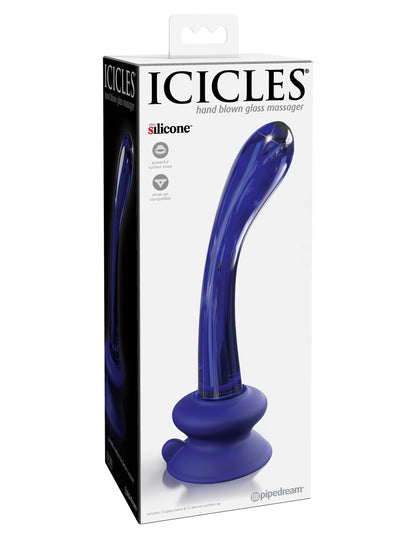 Pipedream Icicles No. 89 G-Spot Glass Wand with Silicone Suction Cup - Blue