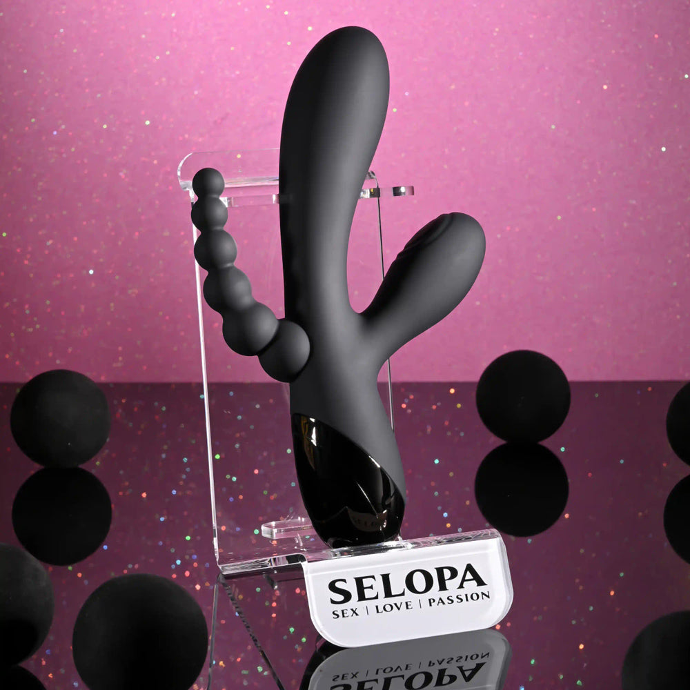 Evolved Novelties Triple Aces Vibrator with Tapping Stimulator and Anal Beads – Black