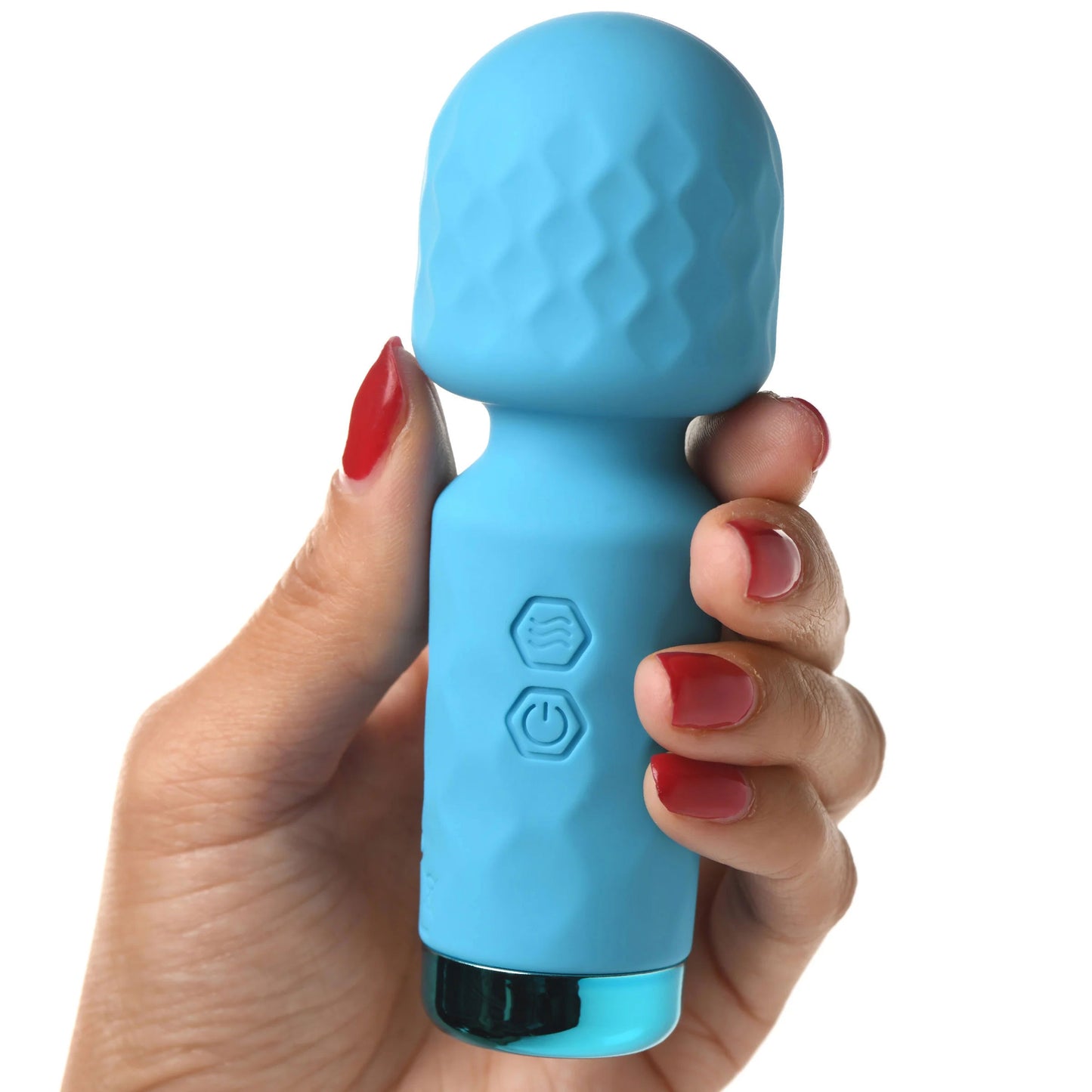 XR Brands 10x Mini Silicone Wand - Blue - Multi-Speed Vibrating Wand