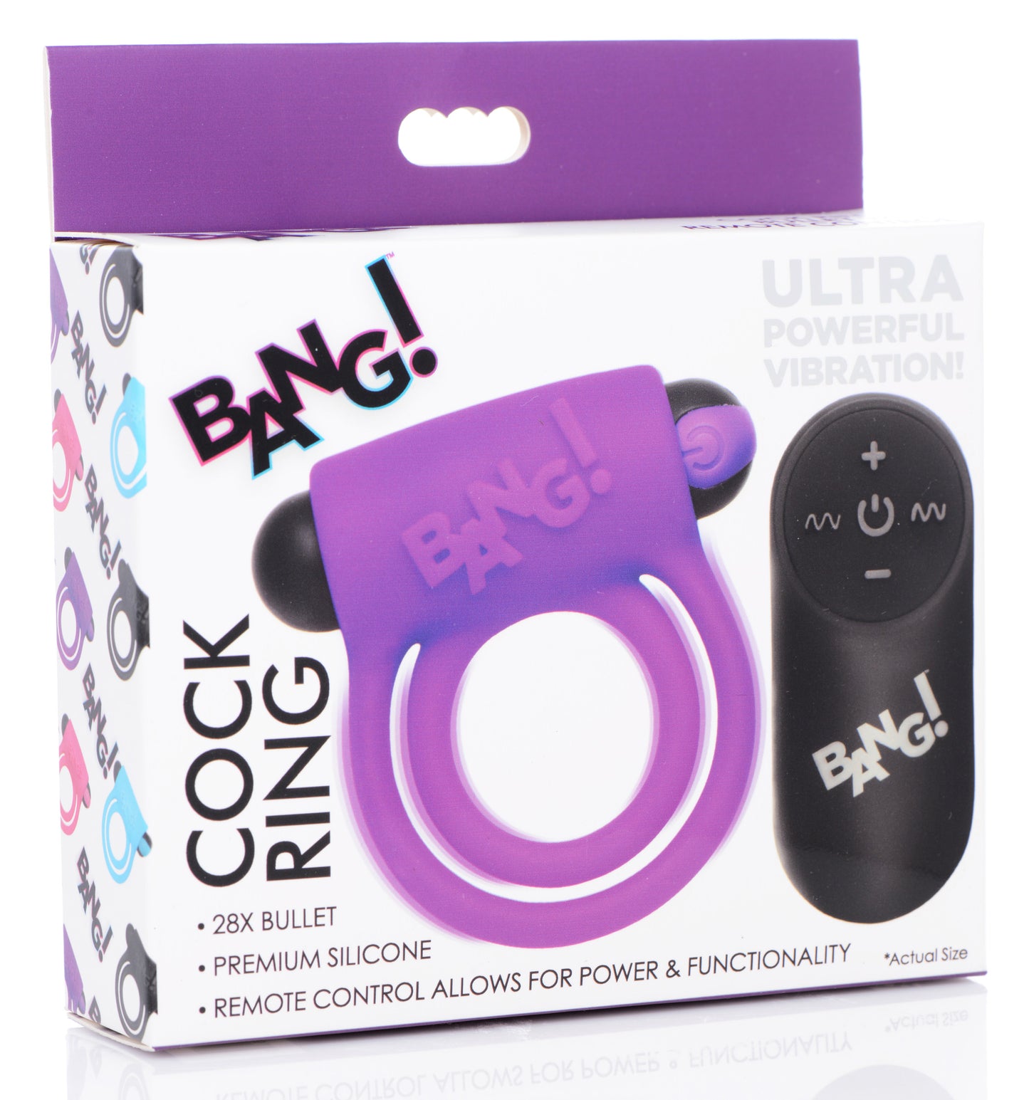 Bang Silicone Cock Ring and Bullet with Remote Control – Purple