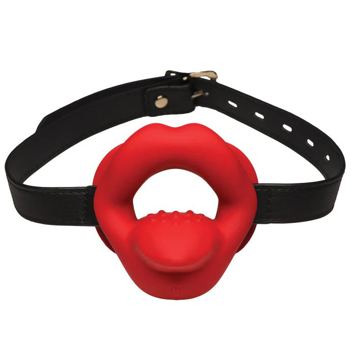 XR Brands Vibrating Sissy Mouth Gag with Teeth Guard – Red