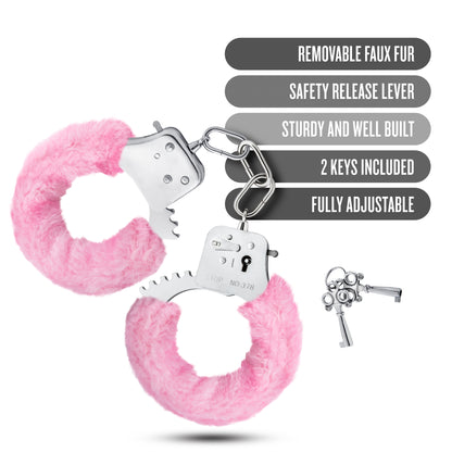 Temptasia Cuffs - Adjustable Pink Stainless Steel Cuffs with Safety Release