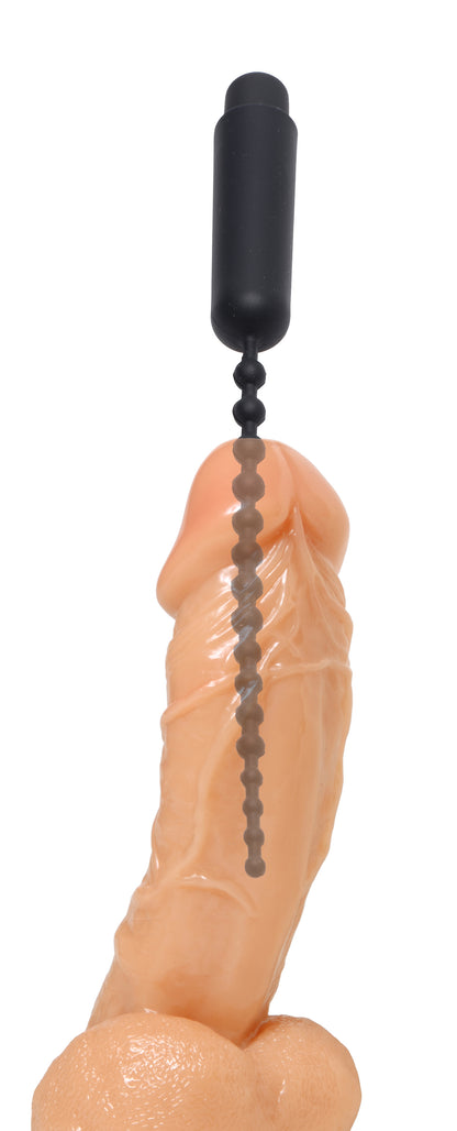 XR Brands Dark Rod Vibrating Beaded Silicone Sound – Black