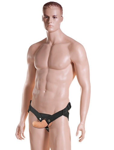 Everlaster Stud 4-Way Adjustable Harness with Hollow Dildo – Beige