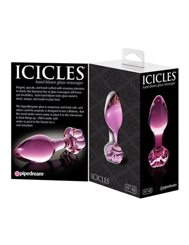 Pipedream Icicles No. 48 Glass Anal Plug - Tapered Tip, Pink