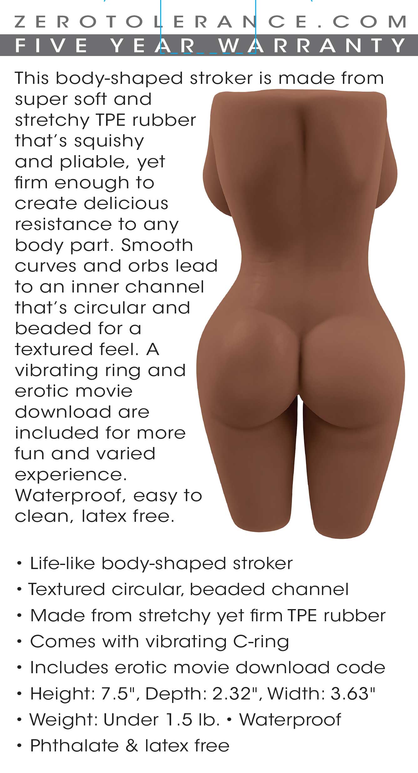 Evolved Novelties Body Language Dark Life-like Stroker with Vibrating Ring – Black