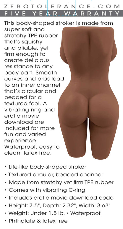Evolved Novelties Body Language Dark Life-like Stroker with Vibrating Ring – Black