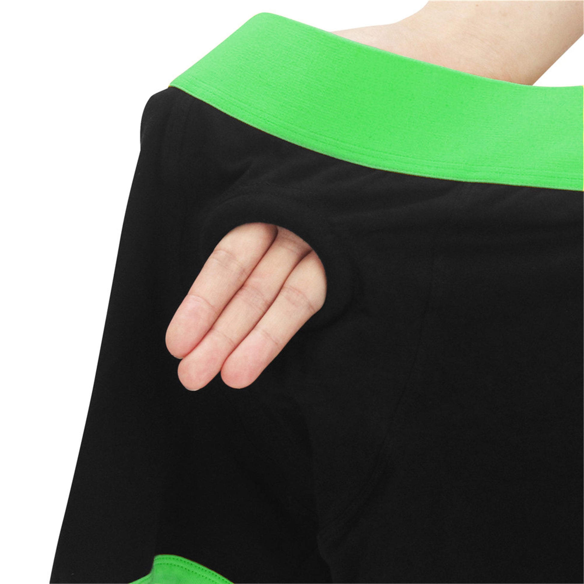 Viben Strap-On Boxer Shorts - Black/Green - XS/S - Hidden Vibe Pockets