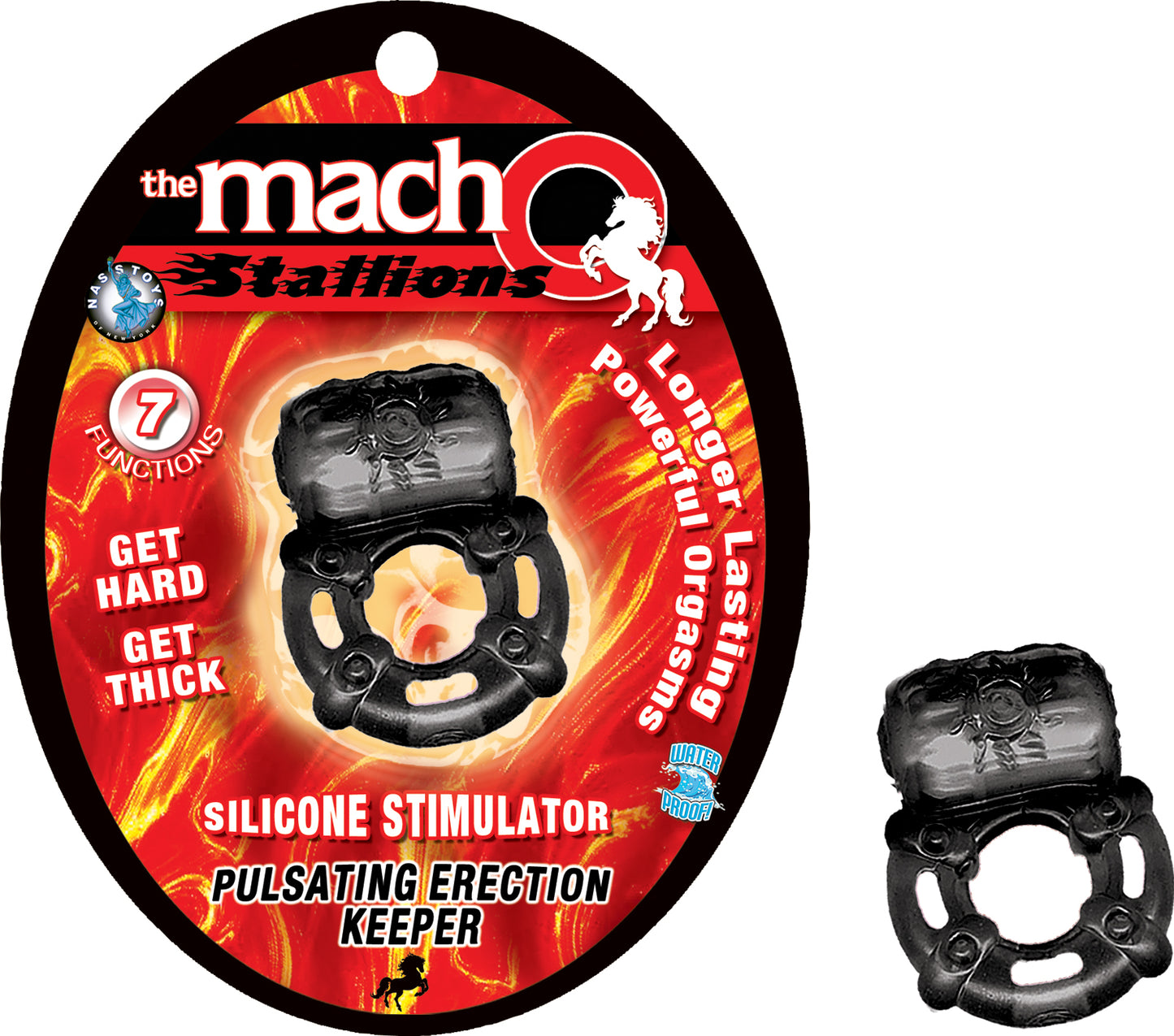 Macho Stallions Pulsating Erection Keeper - Multi-Function Silicone Device - Black