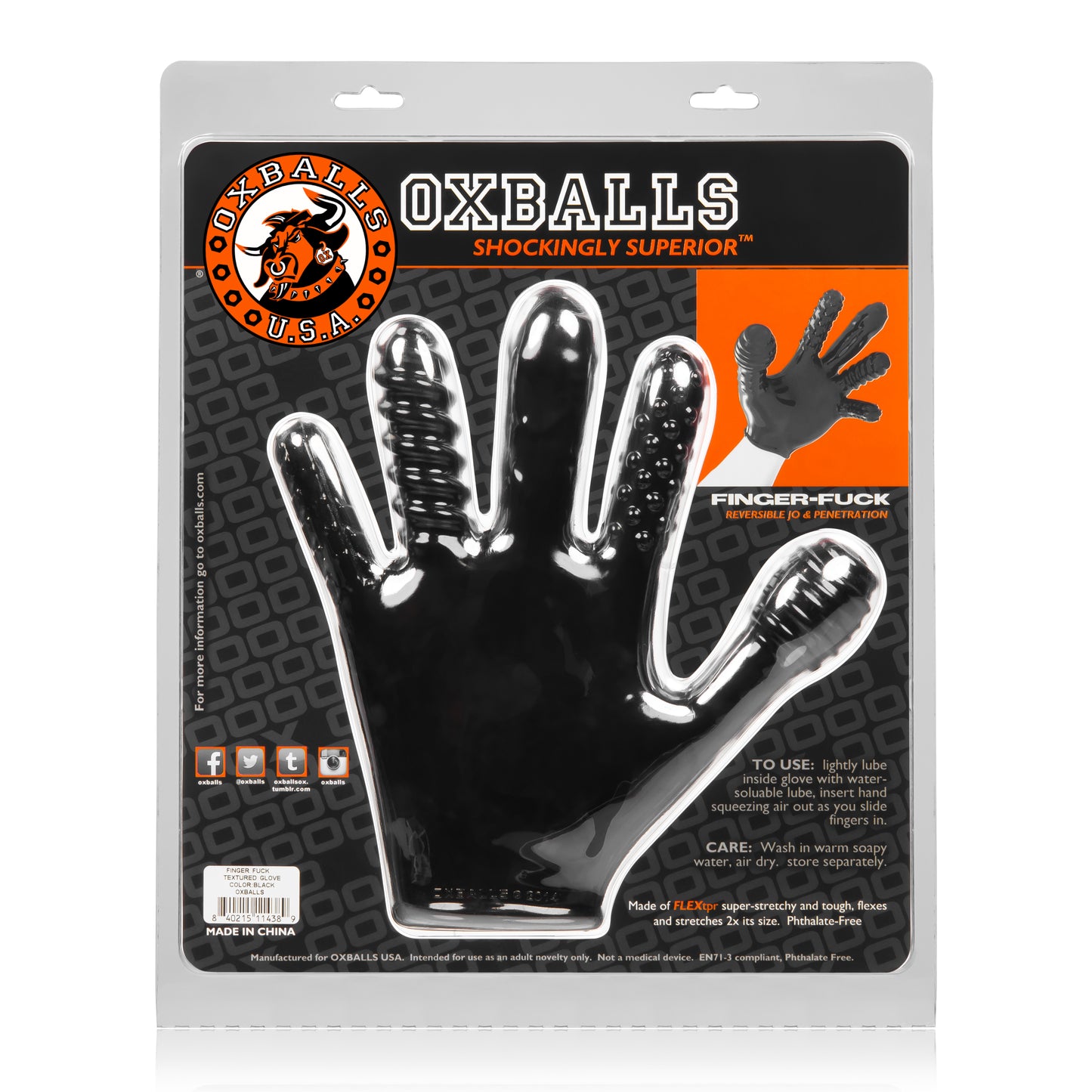 Oxballs Finger Fuck Reversible Jo & Penetration Toy – Black