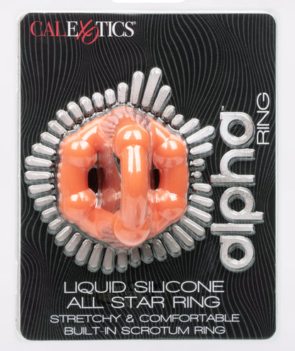 CalExotics Alpha Liquid Silicone All Star Ring – Orange Cock Ring with Scrotum Support