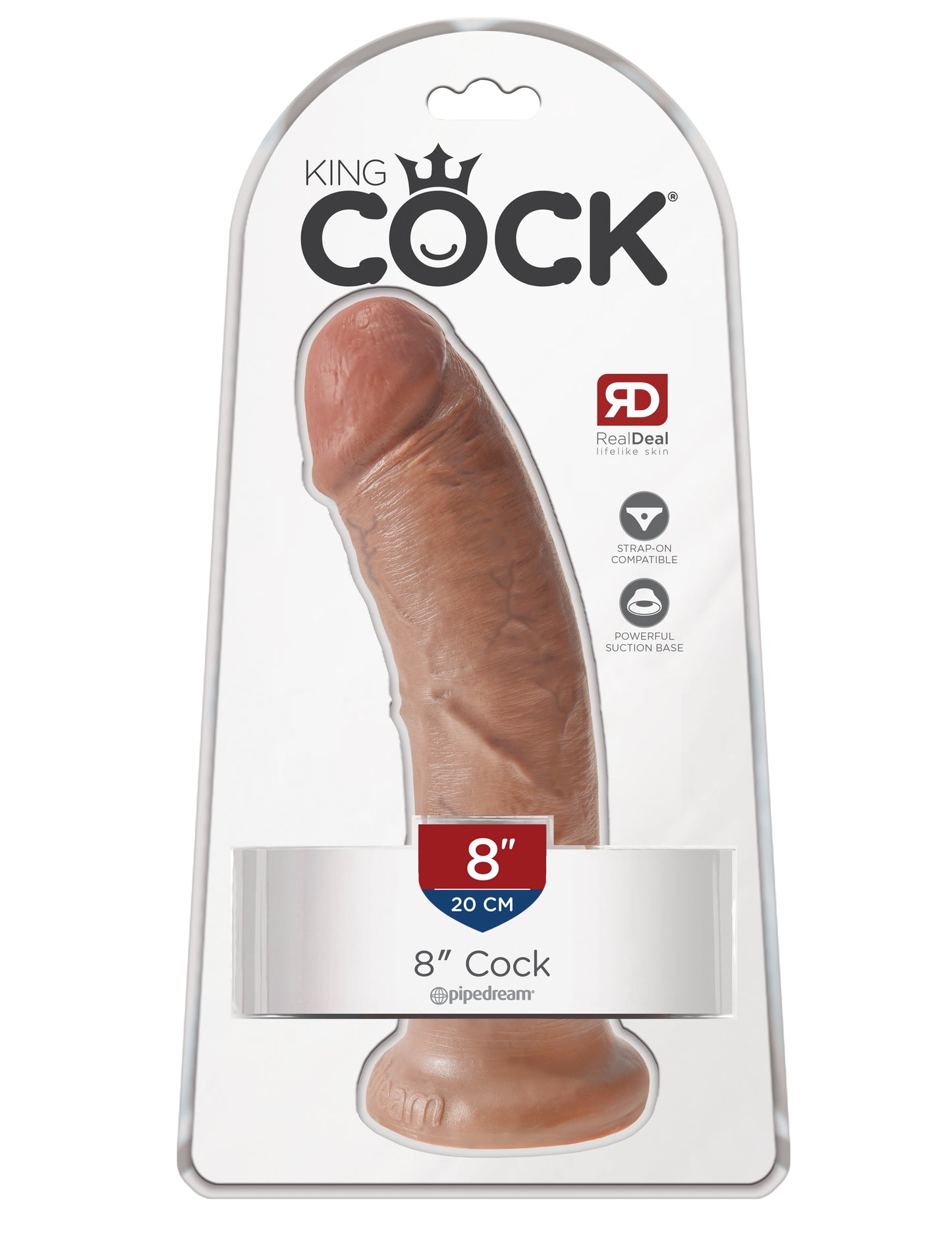 King Cock 8 Inch Cock - Realistic Tan Dildo with Suction Cup Base
