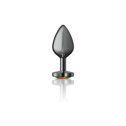 Cheeky Charms Rainbow Heart Gunmetal Metal Anal Plug – Medium