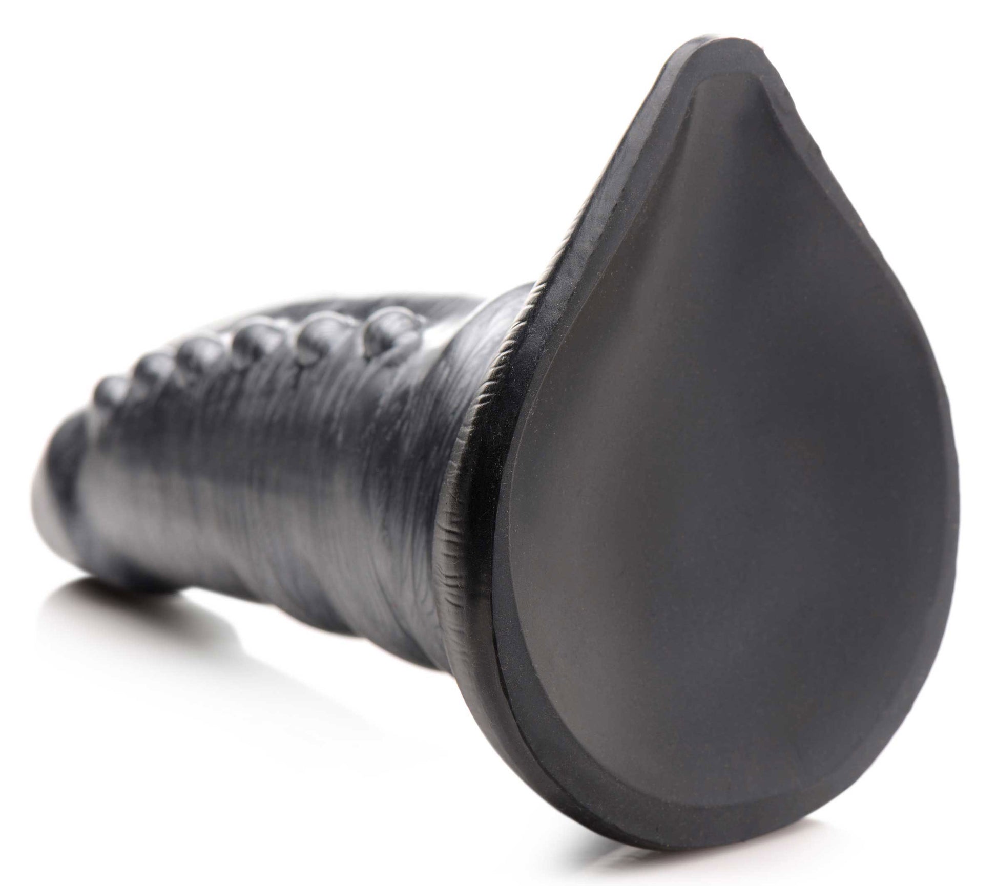 Beastly Tapered Bumpy Silicone Dildo - Silver - Tapered Design with Suction Cup Base