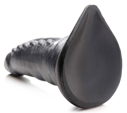 Beastly Tapered Bumpy Silicone Dildo - Silver - Tapered Design with Suction Cup Base