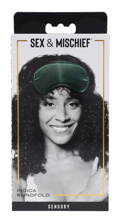 Sportsheets Indica Blindfold - Emerald Green Satin Eye Mask with Dual Elastic Straps
