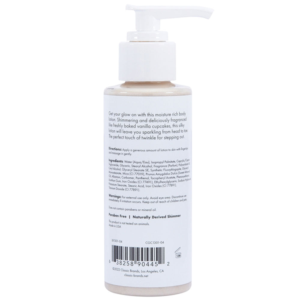 Classic Brands Glow Vanilla Cupcake Shimmer Lotion – Moisturizing Body Lotion – 4 Oz