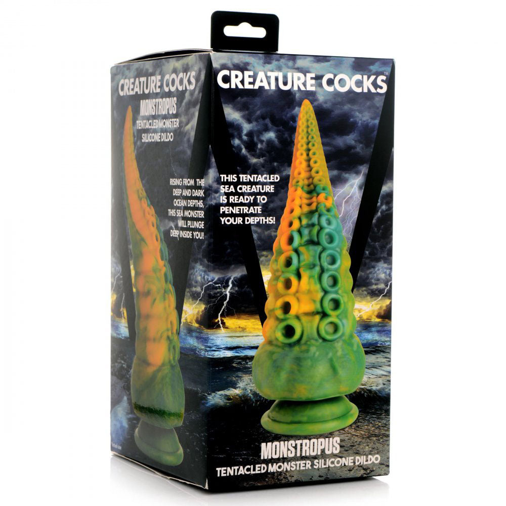 XR Brands Monstropus Tentacled Monster Silicone Dildo – Tapered with Unique Texture – Multi