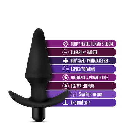 Blush Anal Adventures Platinum Silicone Vibrating Plug - Waterproof - Black