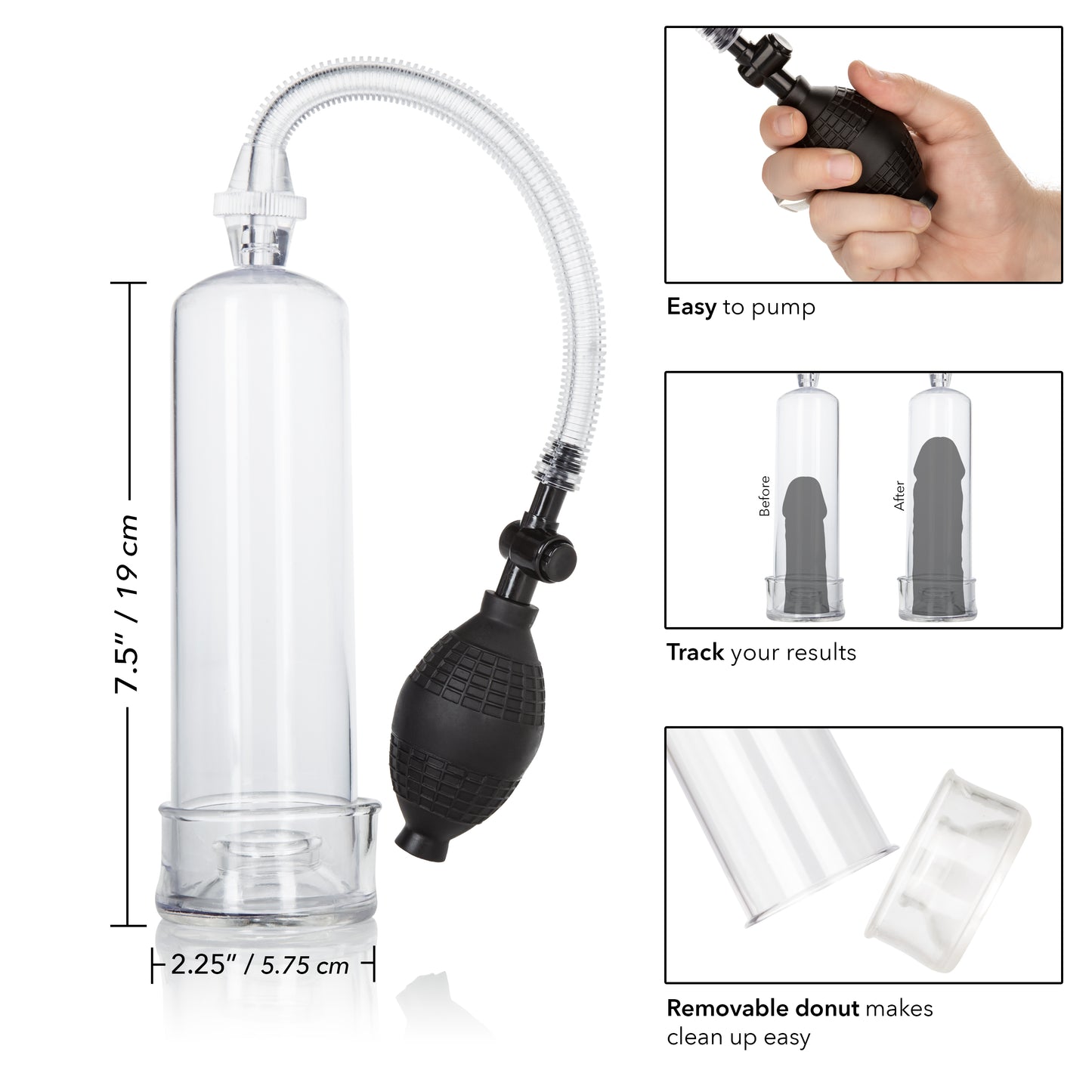 Dr. Joel Kaplan Erection Pump – Clear Cylinder Pump with EZ Squeeze Bulb