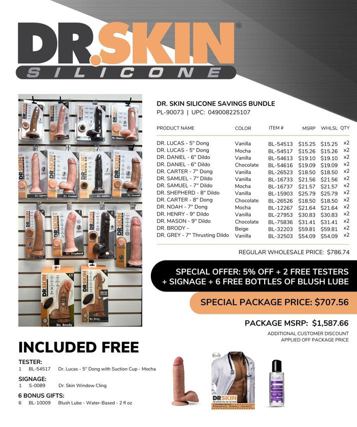 Dr Skin Silicone Savings Bundle - 12 Dongs and Dildos in Various Colors