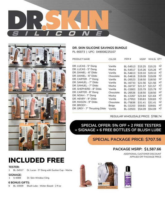 Dr Skin Silicone Savings Bundle - 12 Dongs and Dildos in Various Colors