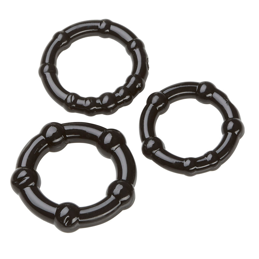 Cloud 9 Novelties Beaded Cock Ring Combo Pack - Black