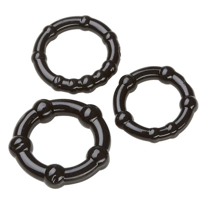 Cloud 9 Novelties Beaded Cock Ring Combo Pack - Black