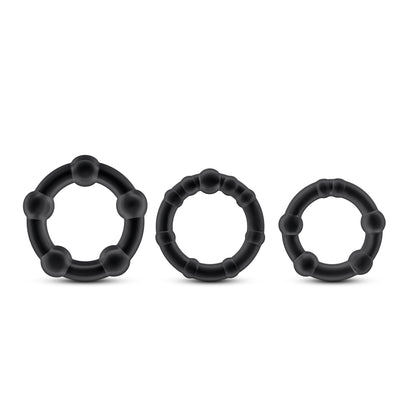 Blush Stay Hard Beaded Cock Rings – 3 Pack – Black
