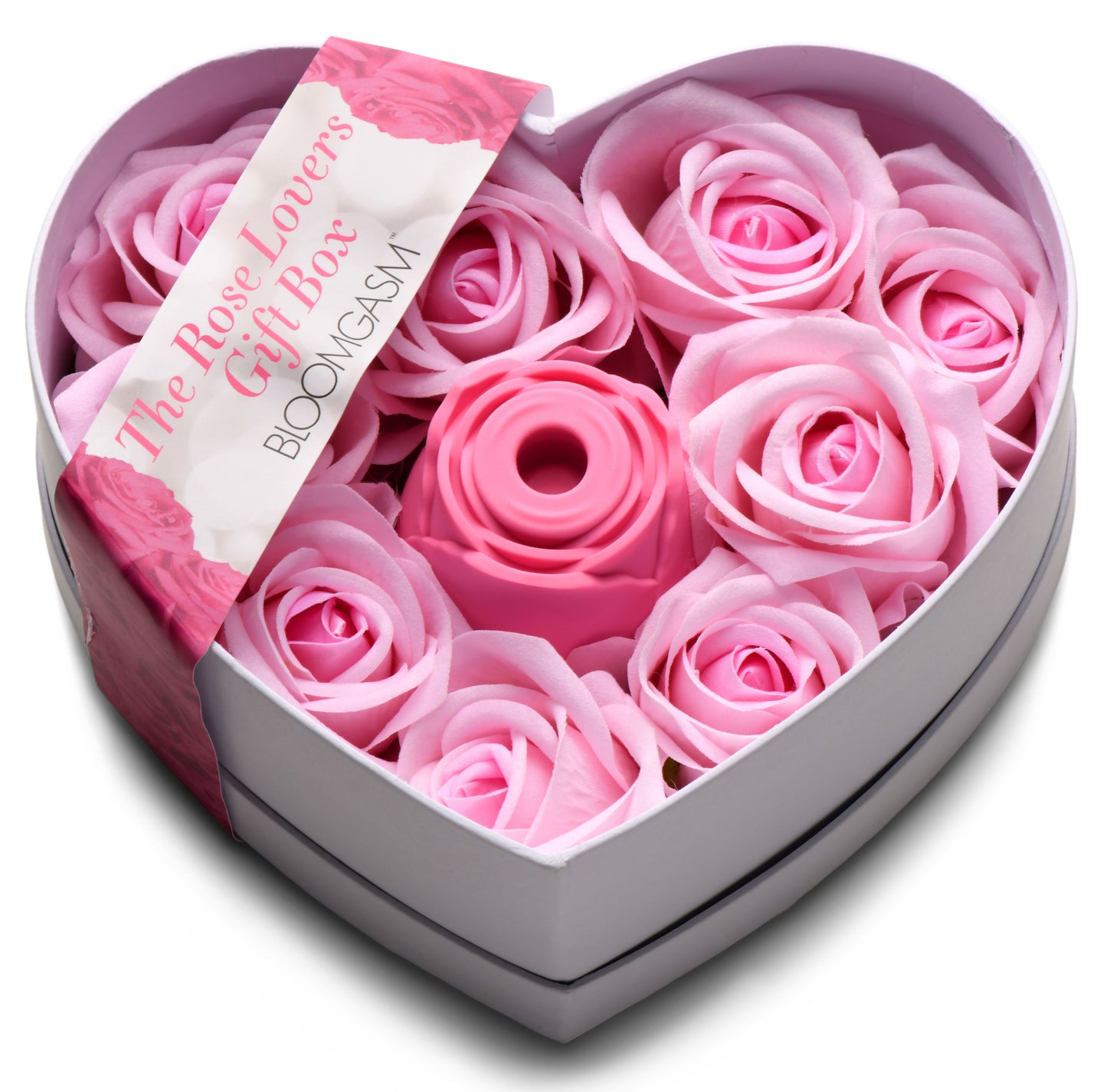 Bloomgasm Pink Rose Clit Stimulator in Heart-Shaped Box