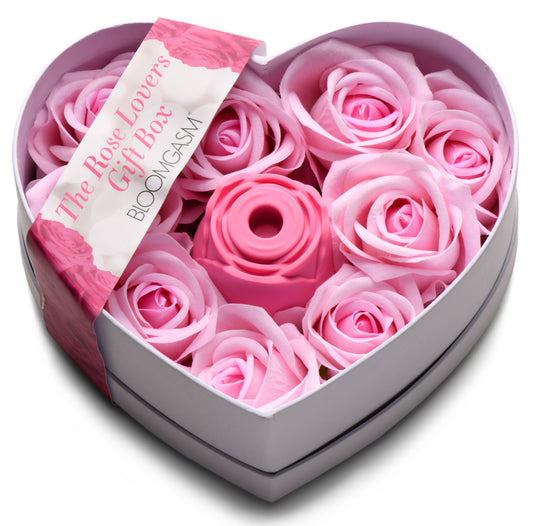 Bloomgasm Pink Rose Clit Stimulator in Heart-Shaped Box