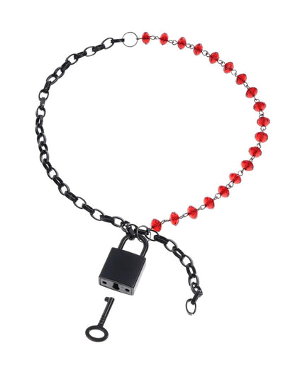 eX's and Oh's Crystal Day Collar – Ruby Red Crystals with Black Chain
