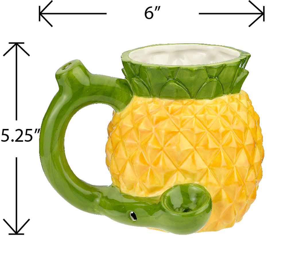 Fashioncraft Pineapple Mug with Pipe – Ceramic – Yellow and Green