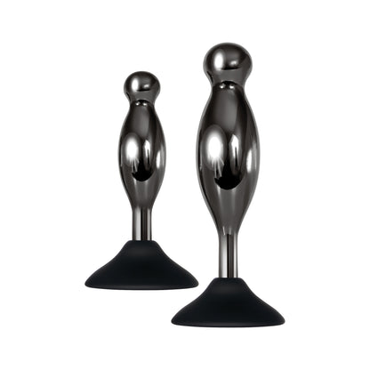 Evolved Novelties Joy Sticks 2-Piece Hands-Free Anal Plug Set - Black Chrome