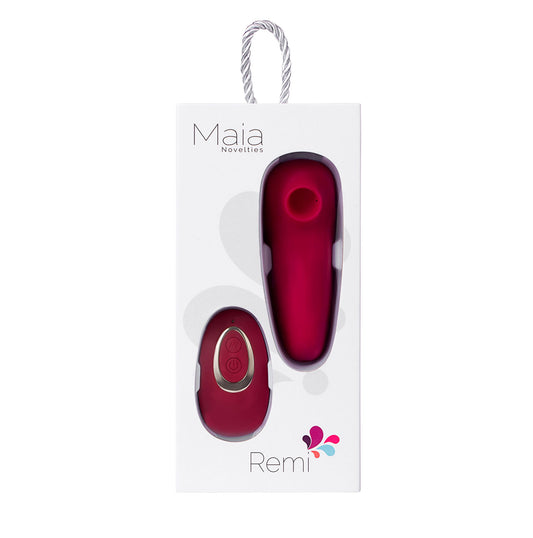 Remi Rechargeable Remote Control Suction Panty Vibe - Red