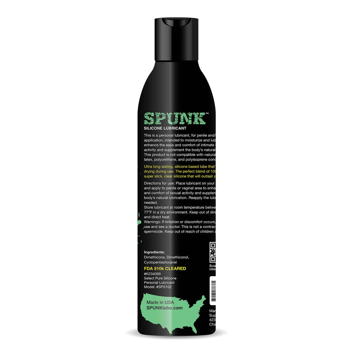 Spunk Lube Pure Silicone 4 Fl Oz – Silicone-Based Personal Lubricant
