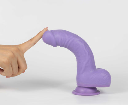 Real Skin Mr. Lavender 7.5" Dual Layer Dildo - Purple - Waterproof and Harness Compatible