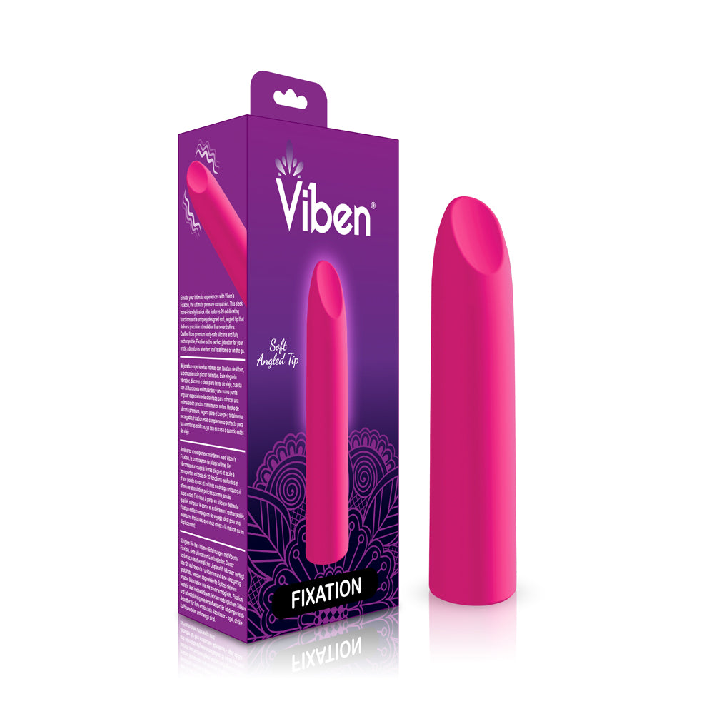 Viben Fixation Lipstick Bullet - Hot Pink - Waterproof Rechargeable Vibrator