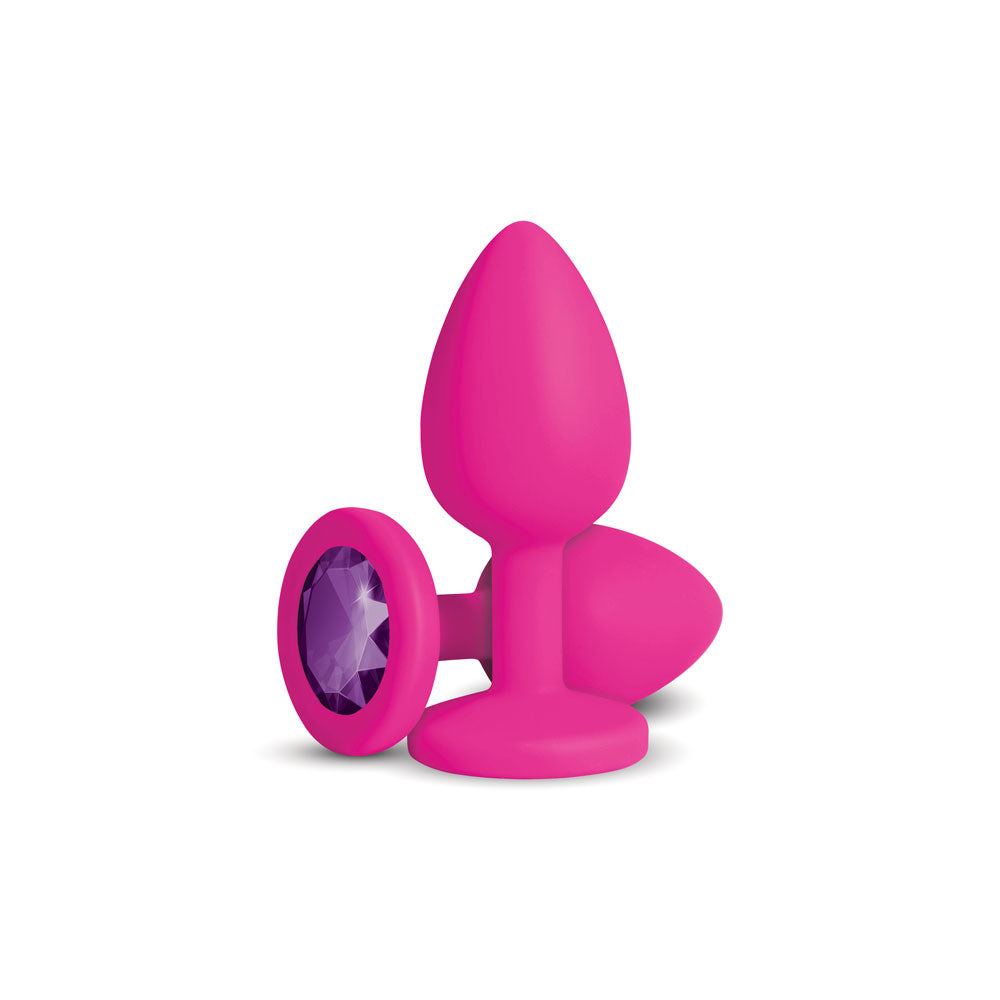 Cheeky Charms Gemma Purple Gem Pink Silicone Anal Plug – Small