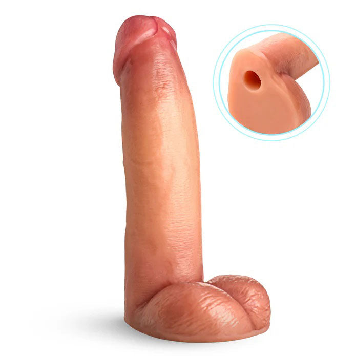 XR Brands 8" Cock Lock Dildo with Balls - Realistic Design in Light Color