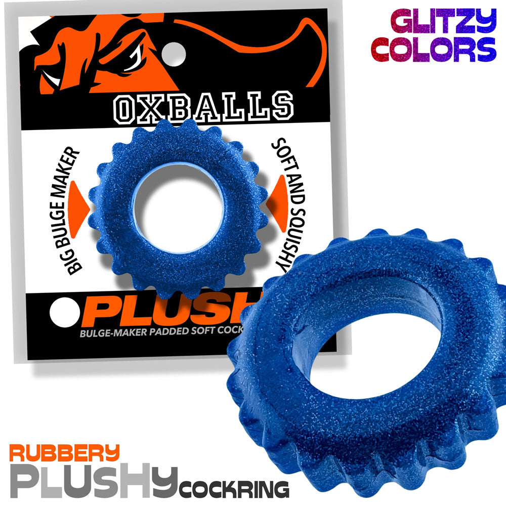 Oxballs Plushy Single Ring Cockring – Blue Fire