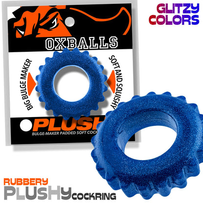 Oxballs Plushy Single Ring Cockring – Blue Fire