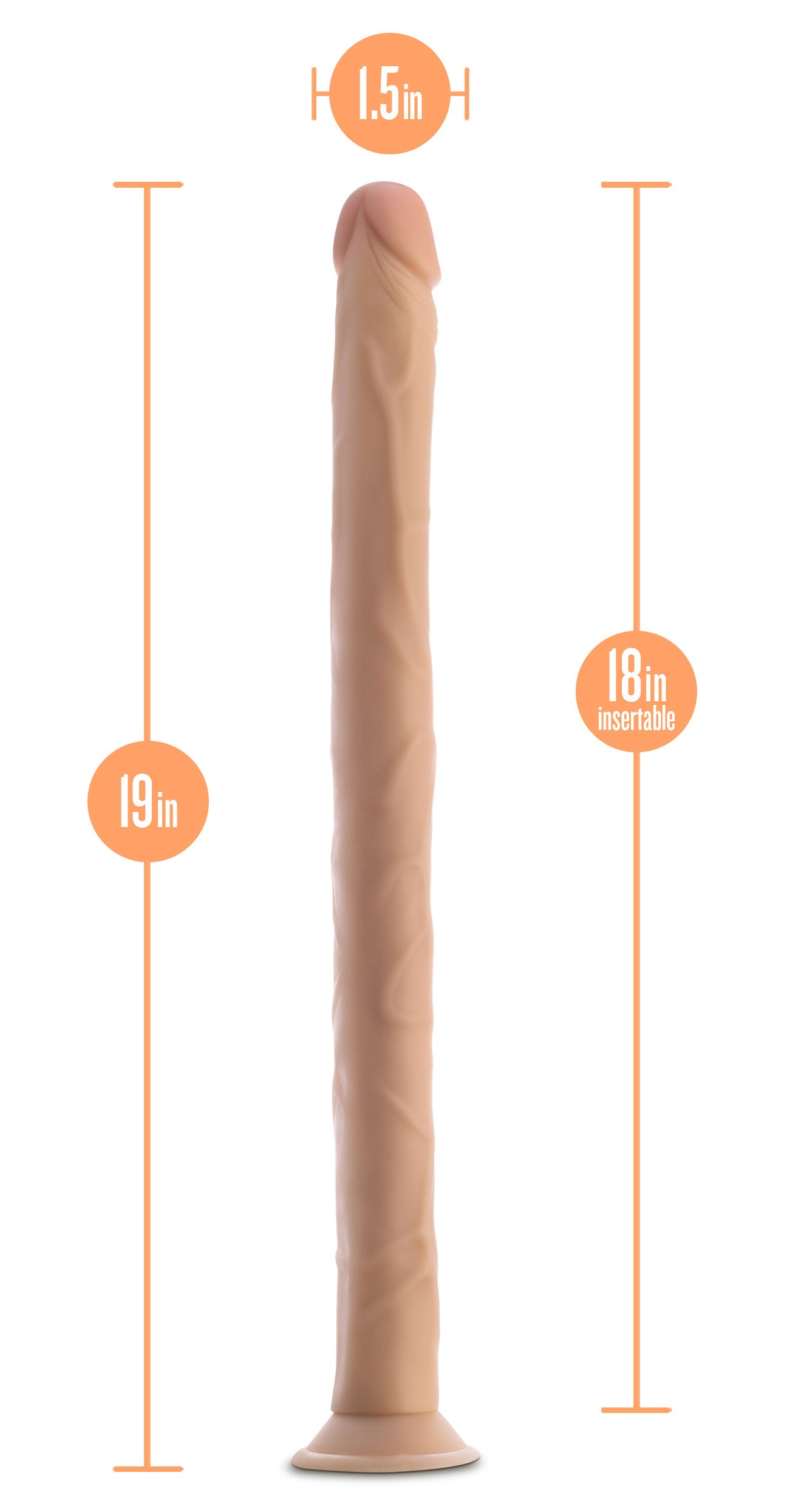 Dr. Skin 19 Inch Dildo - Realistic Beige Toy with Suction Cup Base