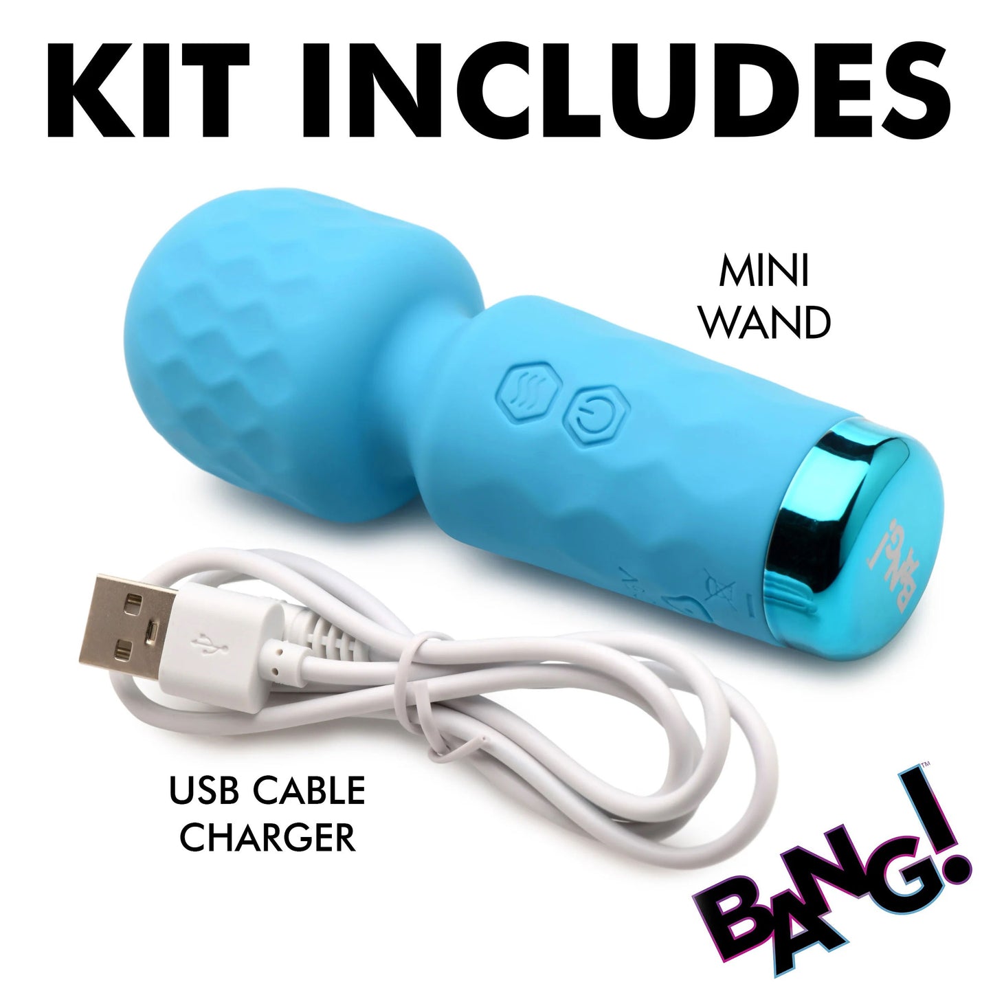 XR Brands 10x Mini Silicone Wand - Blue - Multi-Speed Vibrating Wand