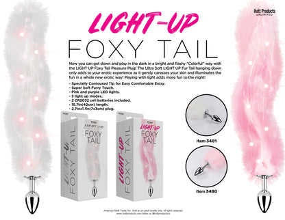 Hott Products Light Up Faux Fur Butt Plug – Pink – Multi-Function