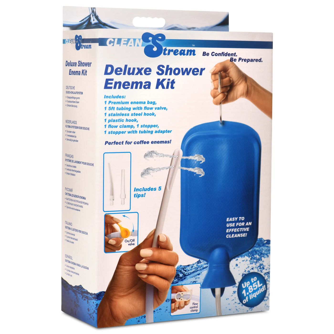 XR Brands Deluxe Shower Enema Kit – 1.85L Capacity – Blue