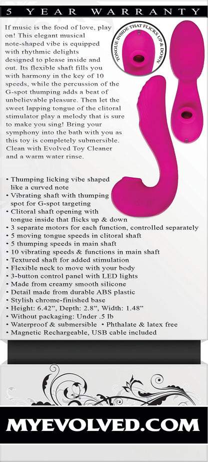 Evolved Novelties The Note Musical Note-Shaped Vibe with G-Spot and Clitoral Stimulation – Pink