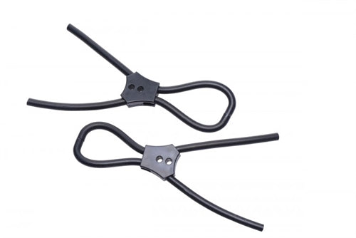 Vigor II Electro Stim Cock and Balls Ties – Adjustable Black Stimulation Accessory